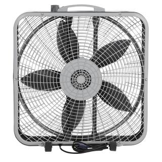 Lasko 20 in. 3 Speeds Box Fan in Gray with Weather-Shield Design for Window Use Energy Efficent Carry Handle Steel Body B20540