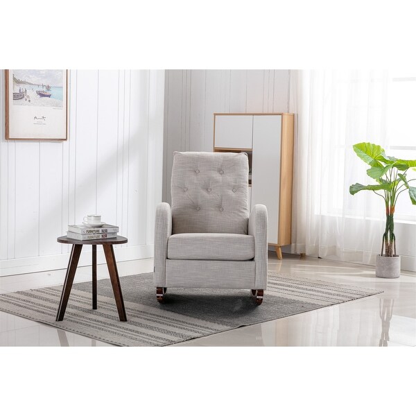 High Back Rocking Chair Nursery Chair .Comfortable Rocker Fabric Padded Seat .Modern High Back Armchair