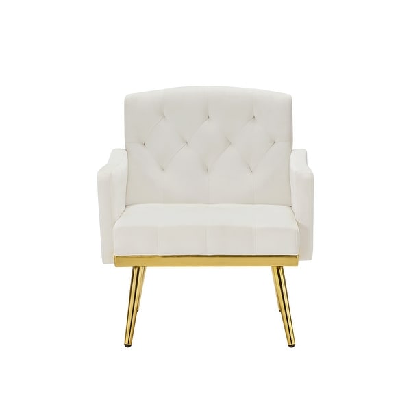 Accent Chair Tufted Armchair， Velvet Fabric Upholstery Accent Chairs with Metal Legs