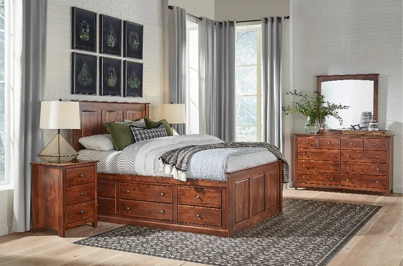 Shaker Brown 4 Piece King Bedroom Set