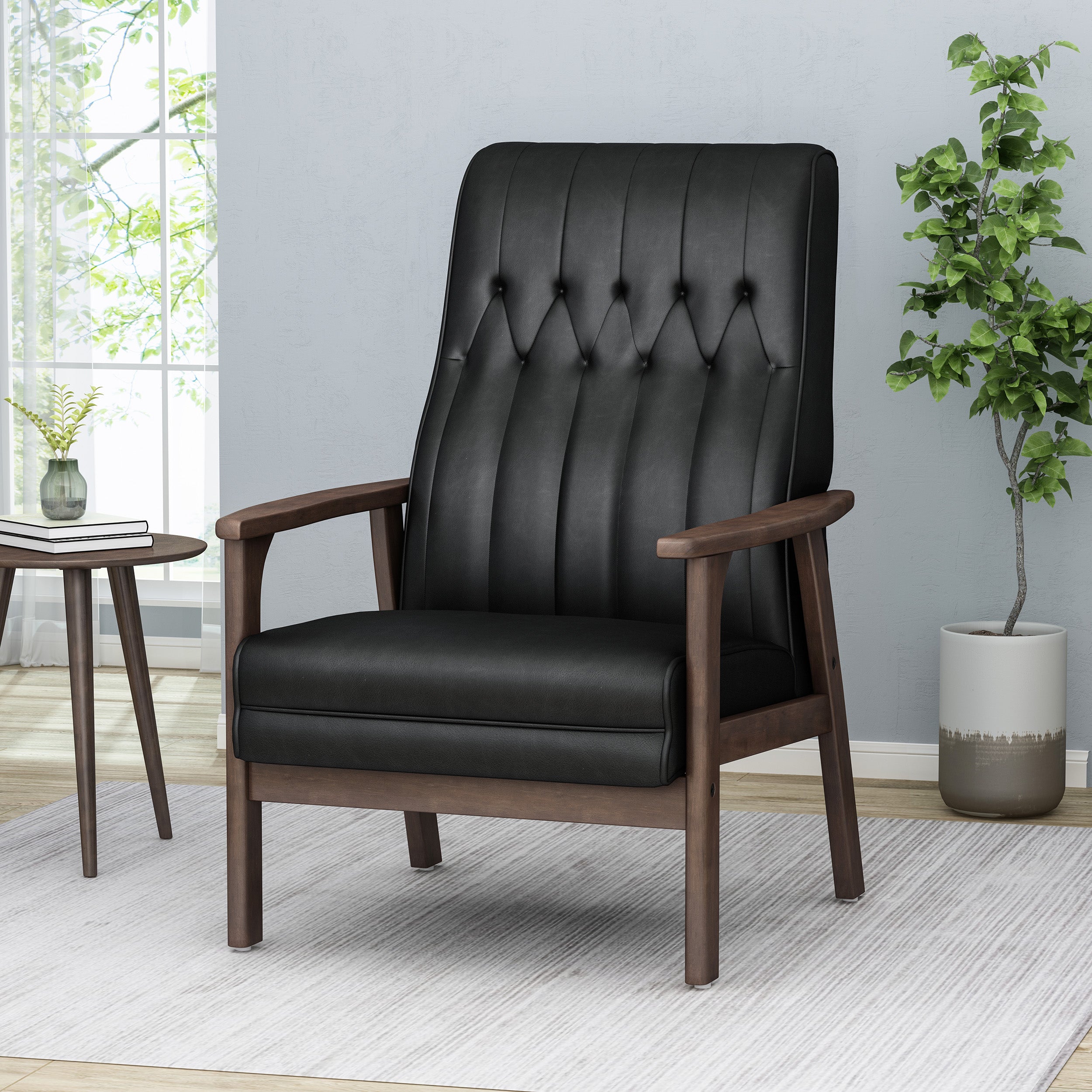 Katharine Mid-Century Faux Leather Modern Accent Chair