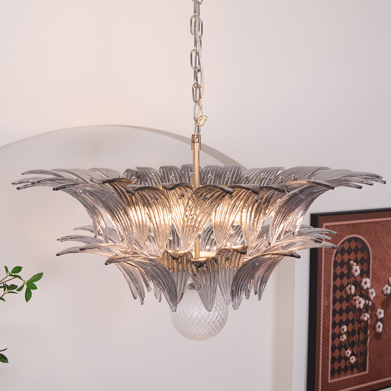 Murano Palmette Transparent Chandelier