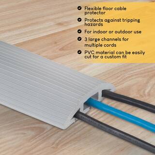 Stalwart 10 ft. 3-Channel Floor Cord Protector in Gray NNGSR104