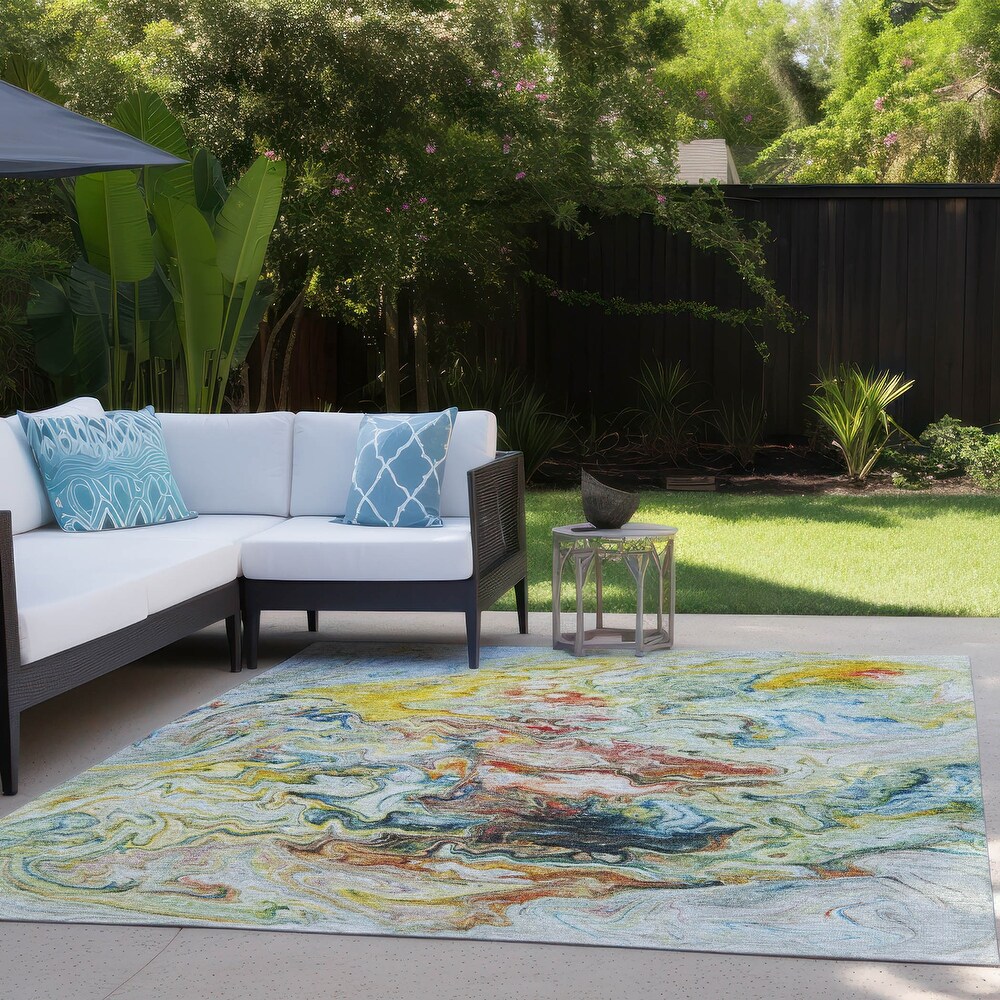 Machine Washable Indoor/ Outdoor Chantille Abstract Contempoary Rug