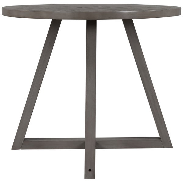 Wood Round Dining Table with X-shape Legs for Small Places， Gray