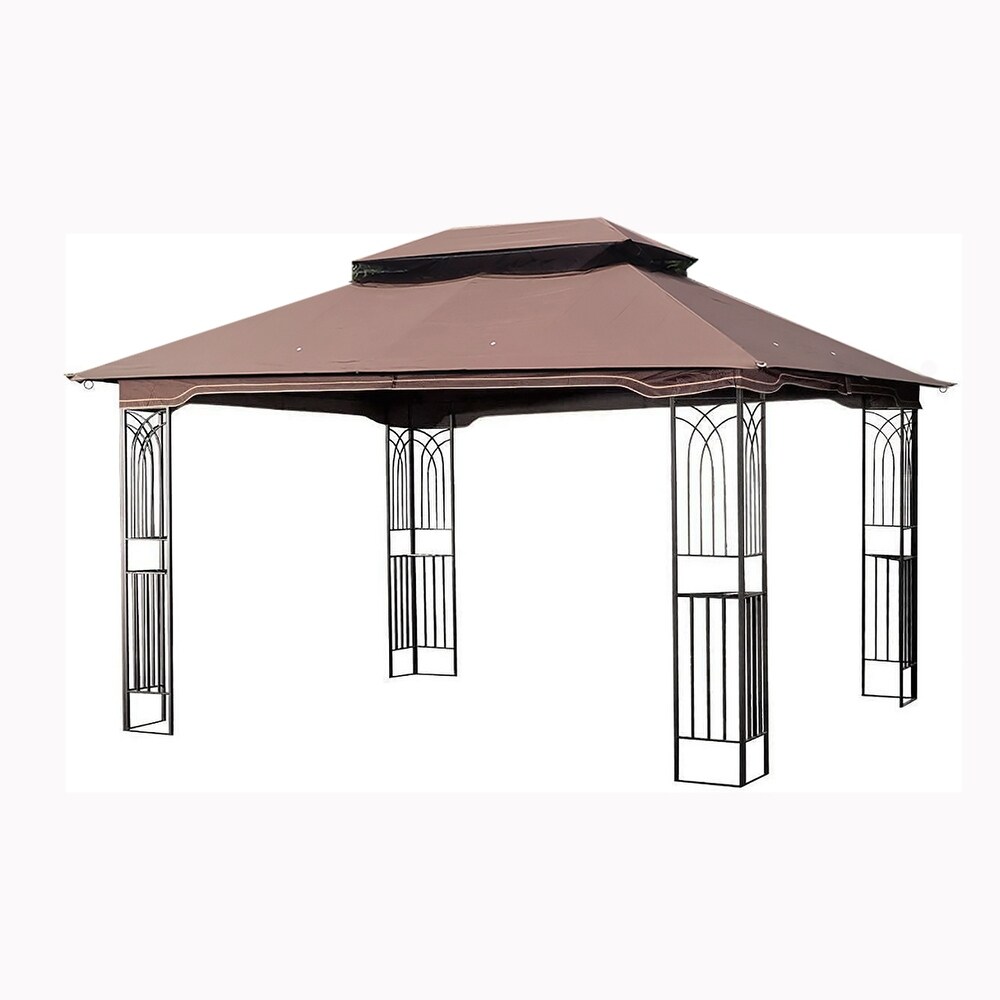 13x10 Outdoor Patio Gazebo Canopy Tent with Ventilated Double Roof and Mosquito Net with Detachable Mesh Screen on  Sides