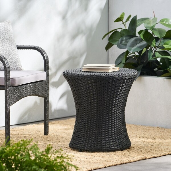 Outdoor Wicker Hourglass Side Table not Glass Top for Garden and Balcony or Living Room