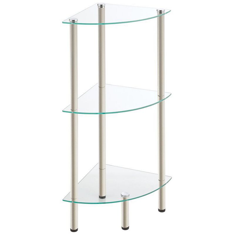 mDesign Glass/Metal Household Corner Organizer Shelf