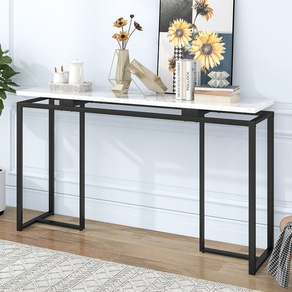 Extra Long Console Table with Metal Frame for Entryway