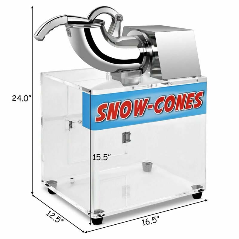 440LBS/H Stainless Steel Electric Snow Cone Machine Ice Crusher Shaver with Dual Blades for Home & Commercial Use