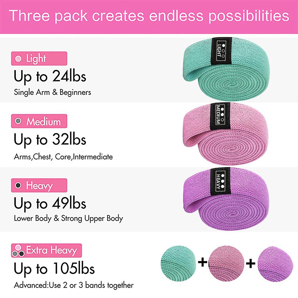 3pcs Sports Exercise Resistance Loop Bands Set Elastic Booty Band Set With Carry Bag For Yoga Home Gym Training Purple One Size