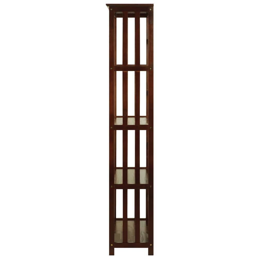 Casual Home 63 in. Walnut New Wood 4-Shelf Etagere Bookcase with Open Back N310-64