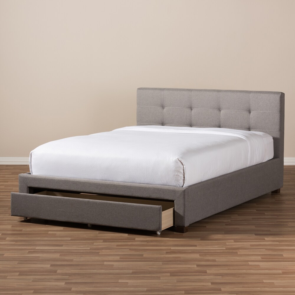 Contemporary Tufted Upholstered Storage Platform Bed by Baxton Studio