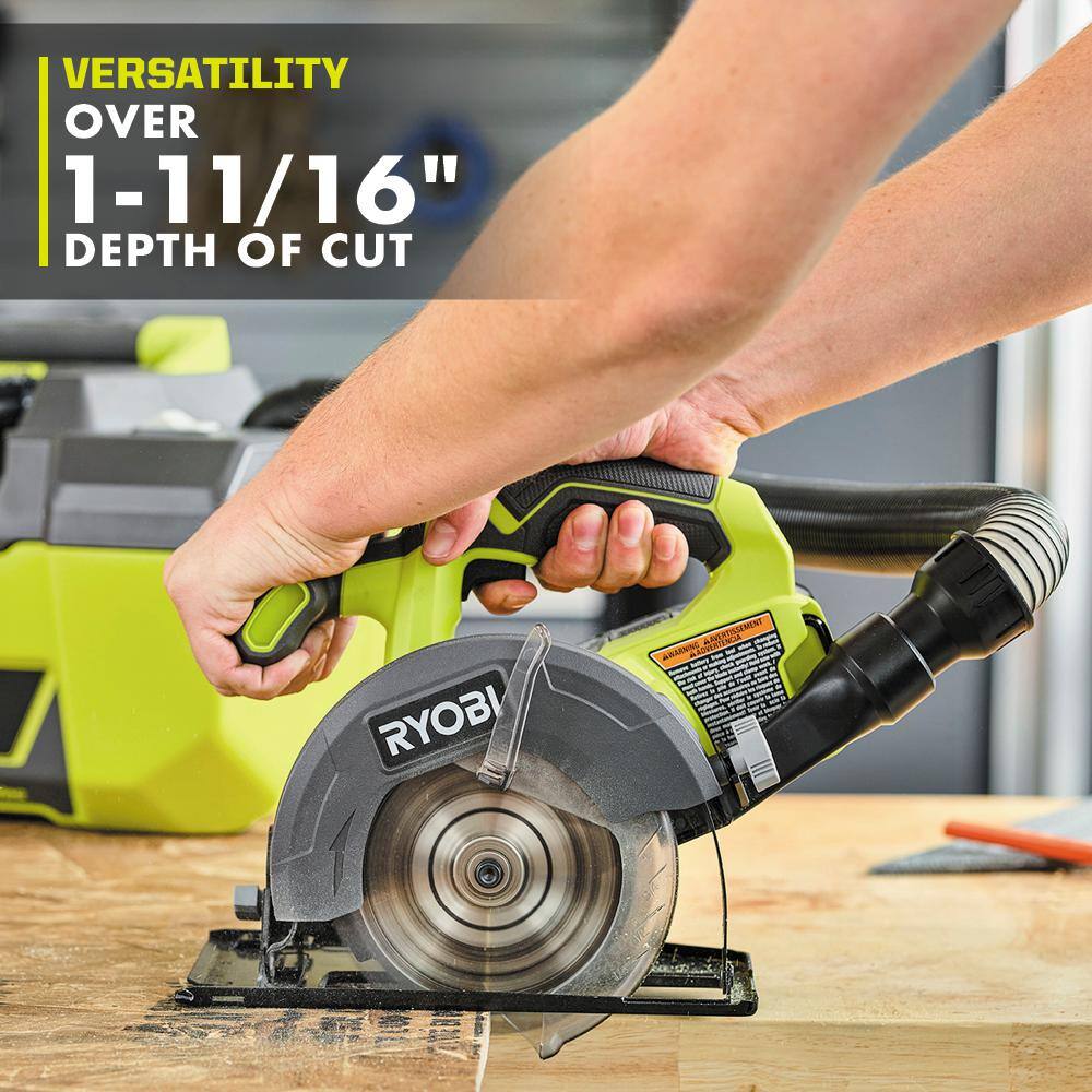 RYOBI ONE+ 18V Cordless 5-12 in. Circular Saw (Tool Only) with 5-12 in. Carbide Circular Saw Blade PCL500B-A065101