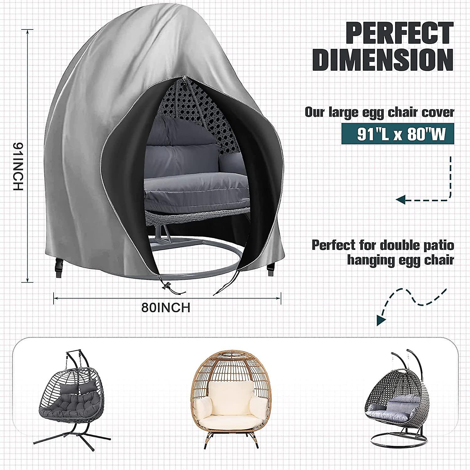 Patio Hanging Chair Cover Outdoor Double Swing Egg Chair Cover Waterproof Durable Lightweight Wicker Furniture Dust Protector 91