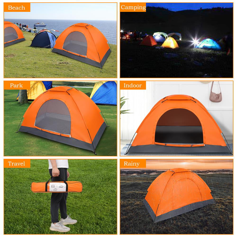 UBesGoo Automatic Pop Up Tent Waterproof Oxford Fabric Orange