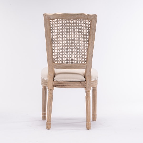 2pcs French Style Dining Chair with Square Rattan Backrest