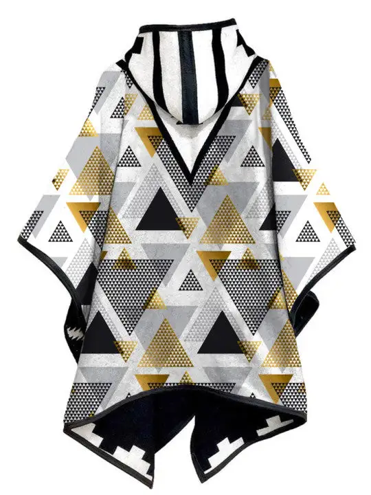 Casual Geometric Printed Hooded Cape