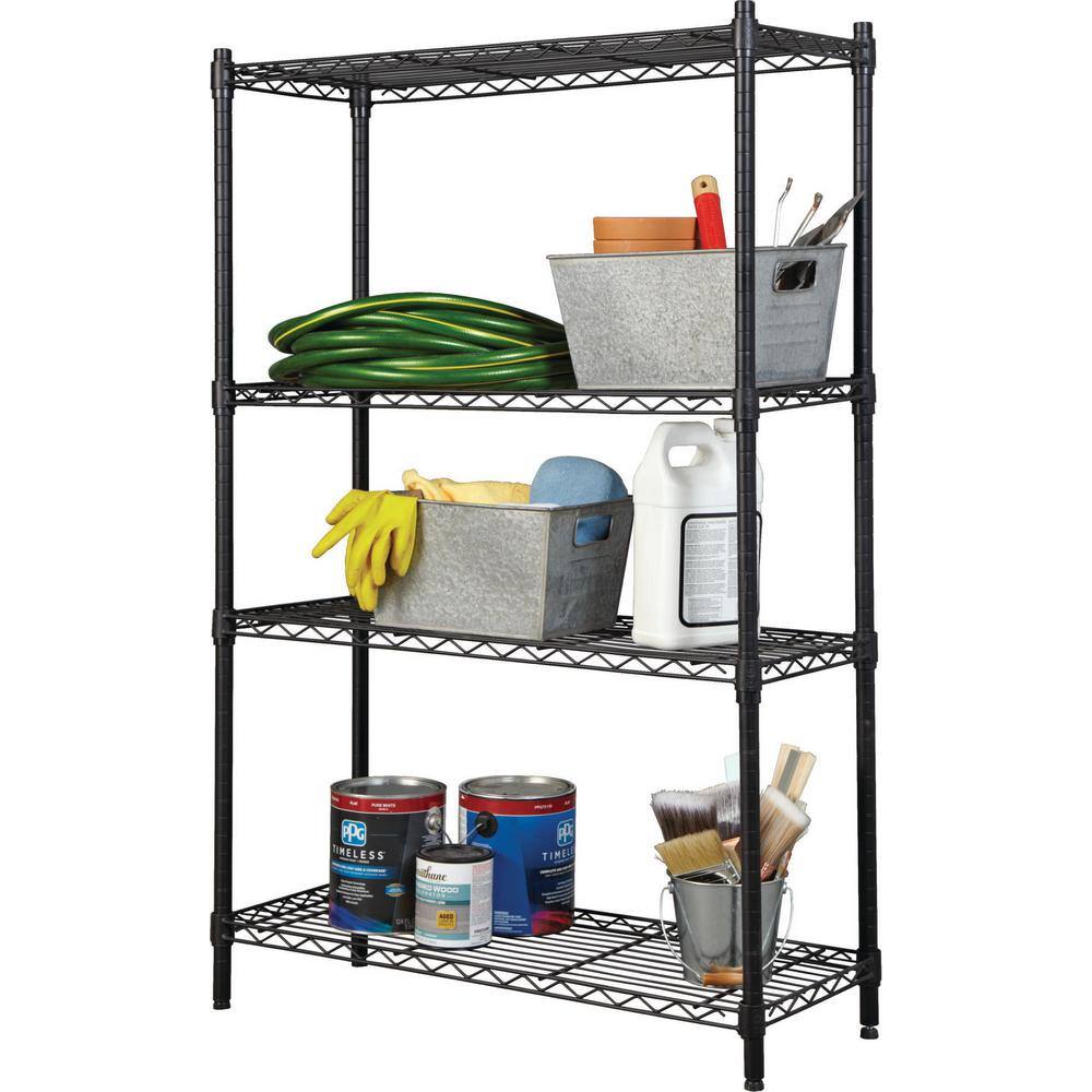 HDX 4-Tier Steel Wire Shelving Unit in Black (36 in. W x 54 in. H x 14 in. D) 21436BPS