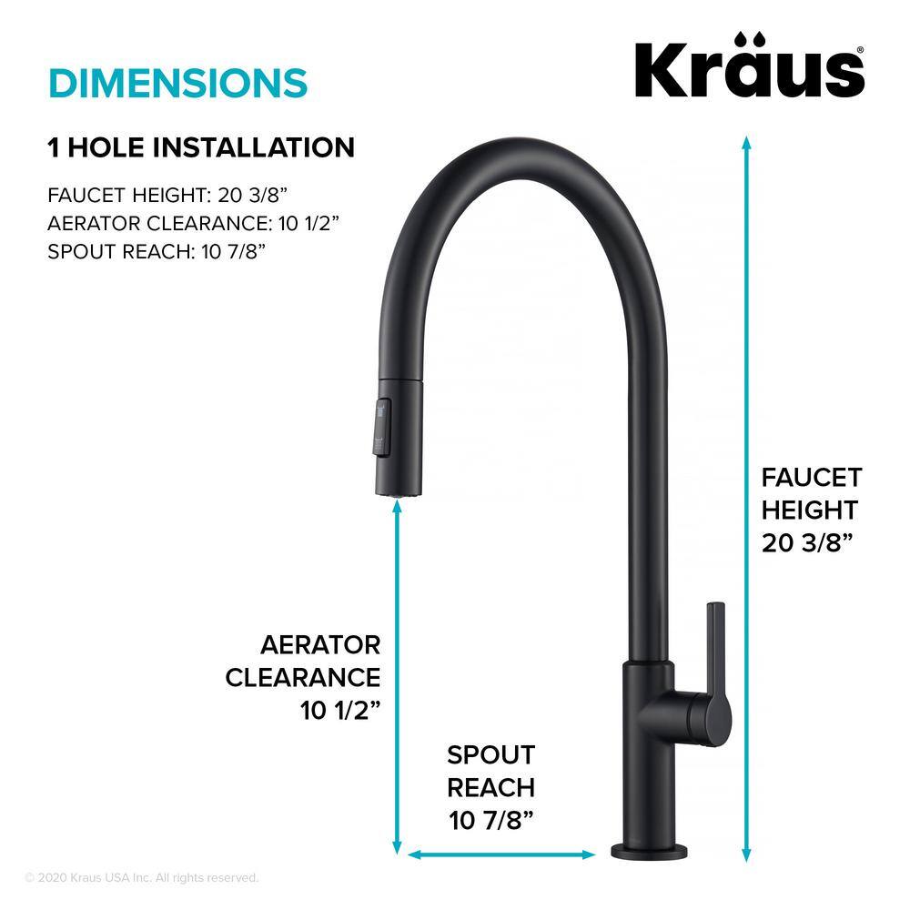 KRAUS Oletto High-Arc Single-Handle Pull-Down Sprayer Kitchen Faucet in Matte Black KPF-2821MB