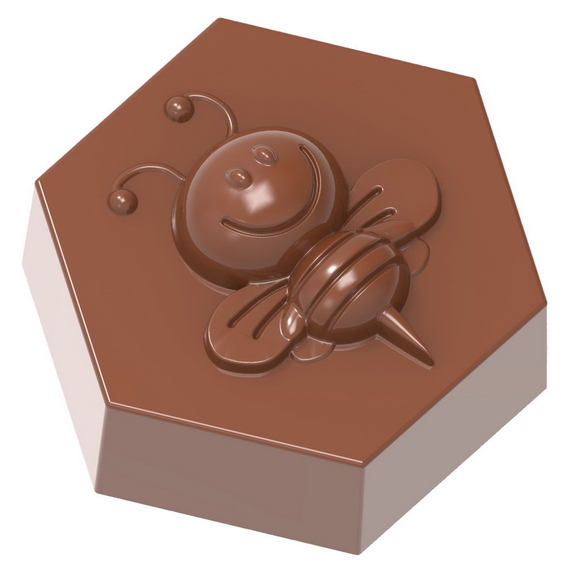 Chocolate World CW1858 Chocolate mould bee on hexa...