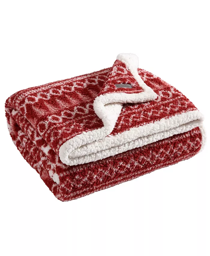 Eddie Bauer Alpine Fair Isle Sherpa Reversible Throw