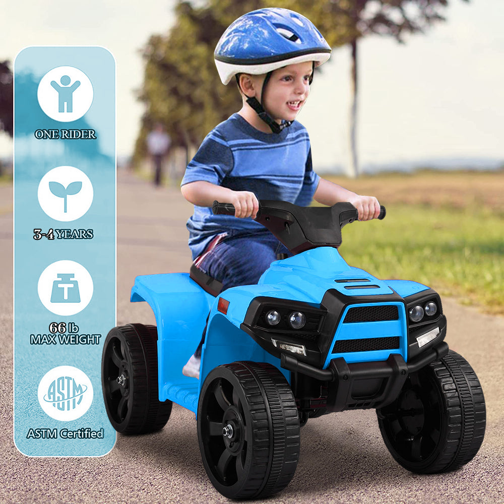 iRerts 6V Kids Ride on Toys, Battery Powered Ride on ATV Cars for Boys Girls Birthday Gifts, Kids Electric Cars for Toddlers, Kids Electric Ride on Vehicles with Headlights, Horn, Blue