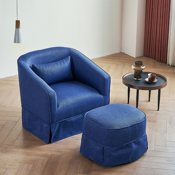 Swivel Barrel Chair With Ottoman，Swivel Accent Chairs Armchair for Living Room