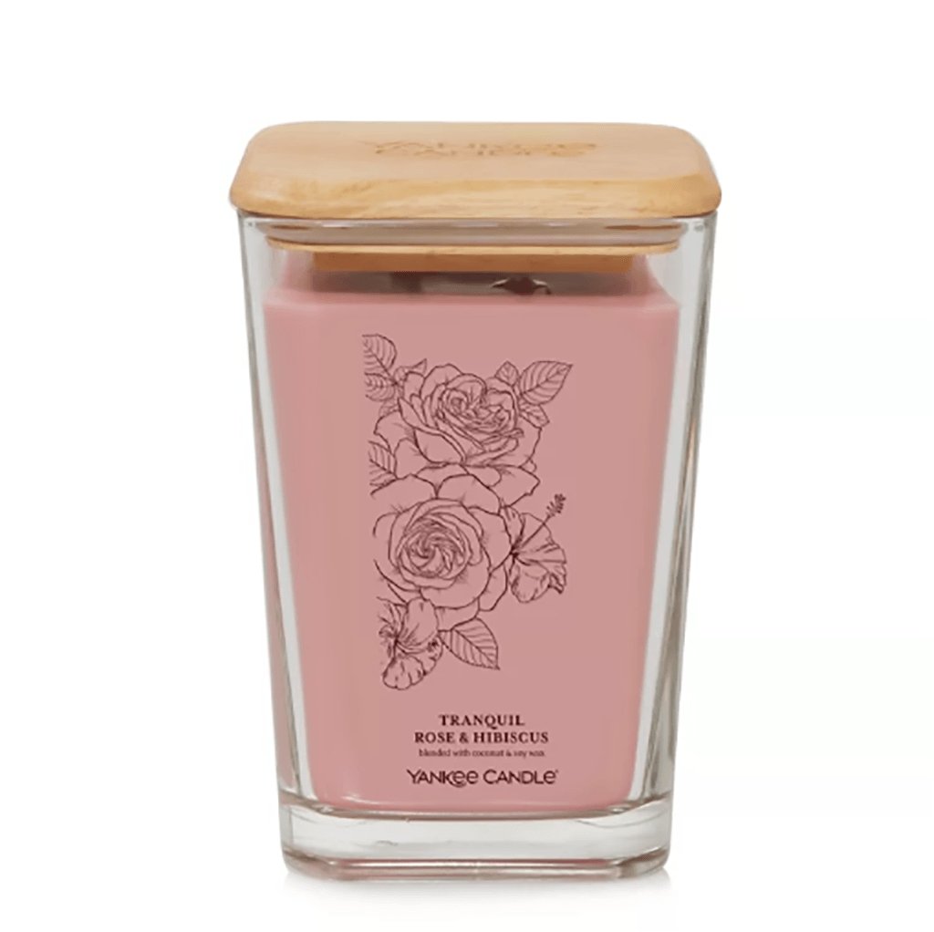 Yankee Candle  Well Living Collection - Large Square Candle in Tranquil Rose & Hibiscus