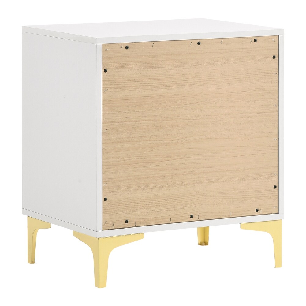 Karena White Rectangular 2 Drawer Nightstand