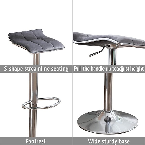 Backless Adjustable Tall Metal Base Swivel Bar Stools (Set of 2)