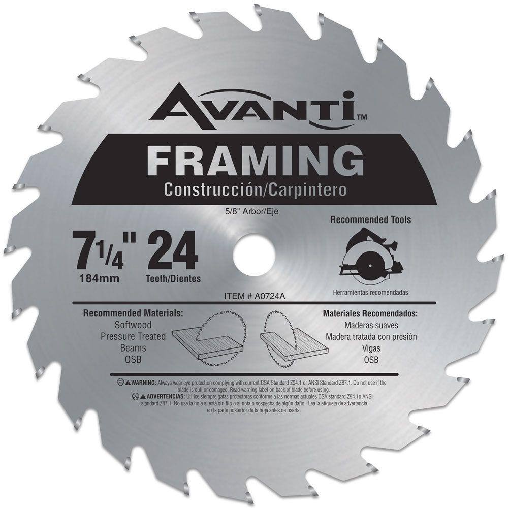 Avanti 7-14 in. x 24-Tooth Framing Circular Saw Blade A0724A