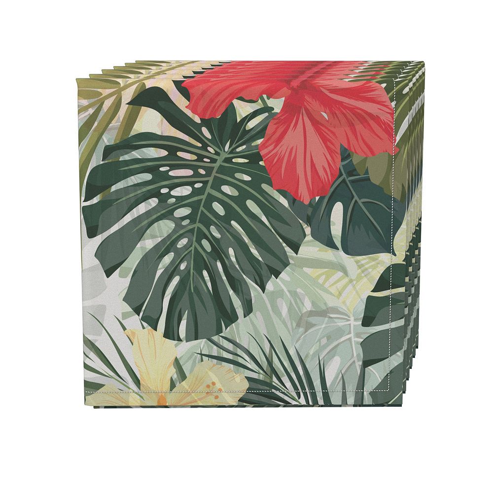 Napkin Set， 100% Polyester， Set of 4， 18x18， Hibiscus Garden