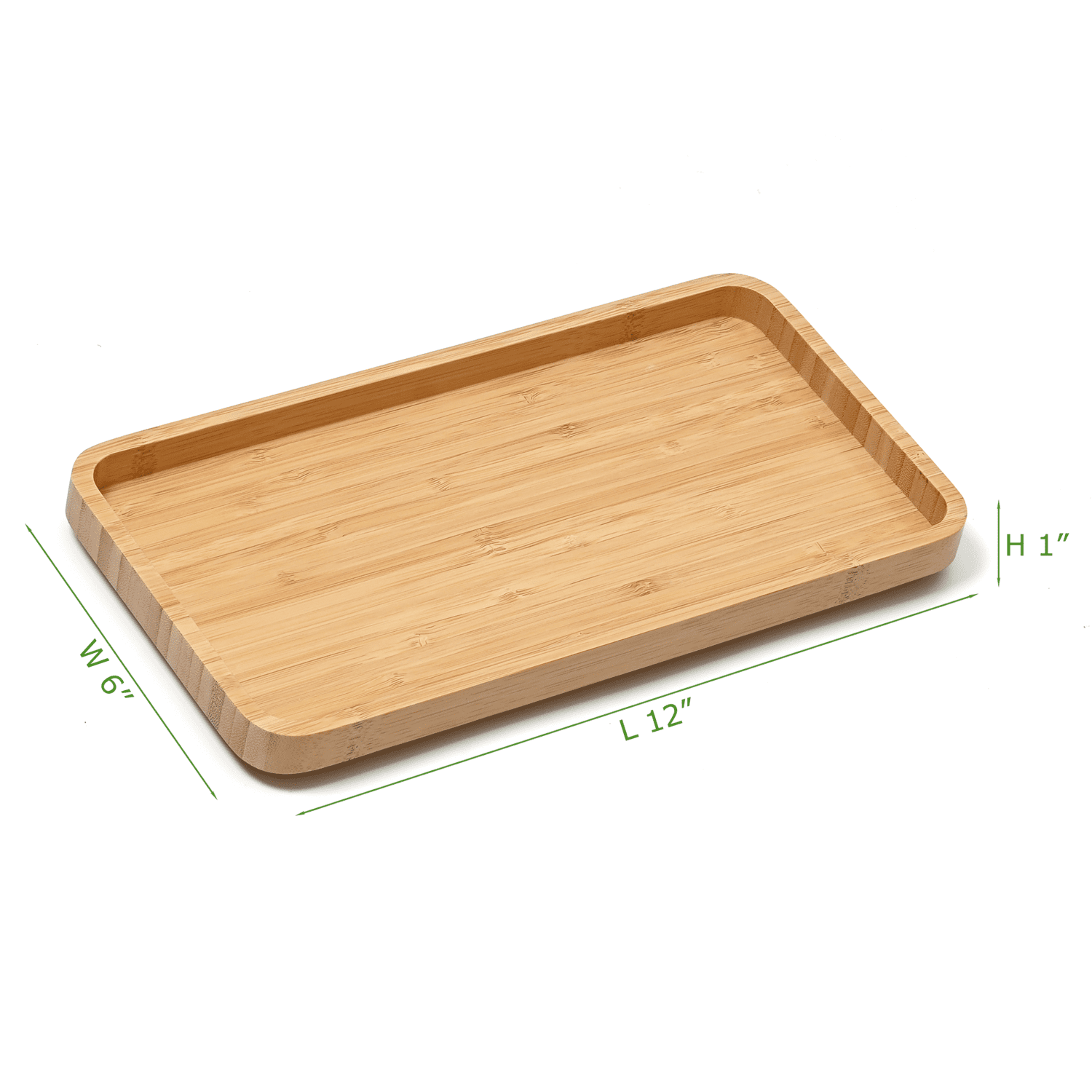 Bamboo Wood Tray, Counter Tray, Decorative Vanity Trays for Bathroom and Kitchen Counter, 12 x 6 x 1 in