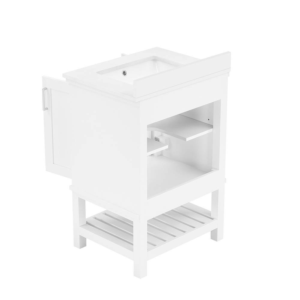 Home Decorators Collection Tupelo 24 in. W x 19 in. D x 34.50 in. H Freestanding Bath Vanity in White with White Engineered Stone Top Tupelo 24W