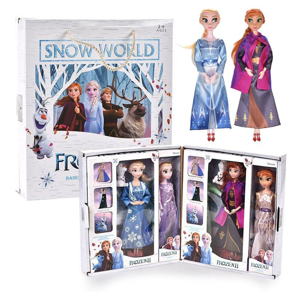 4PCS Set Disney Frozen Elsa Anna Dolls Sets, 11" High Frozen Princess Doll Toys with Accessories Olfa Sets Girl's Christmas Gift Box,Girl Collectible