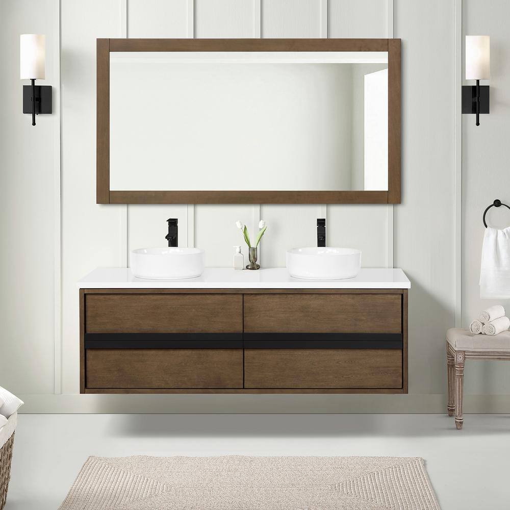 Home Decorators Collection Kordite 60 in. W x 32 in. H Rectangular Framed Wall Bathroom Vanity Mirror in Almond Latte Kordite BMR-AL