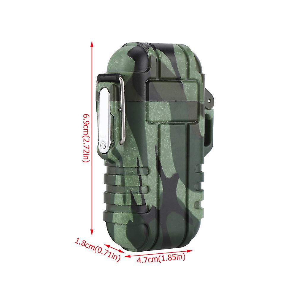 Usb Rechargeable Waterproof Mini Portable Electric Dual Arc Cigarette Lighter Camouflage