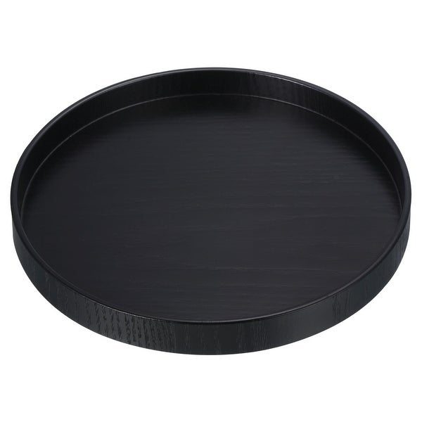 Wood Serving Tray Round Decorative Platter Home Kitchen Table， Black