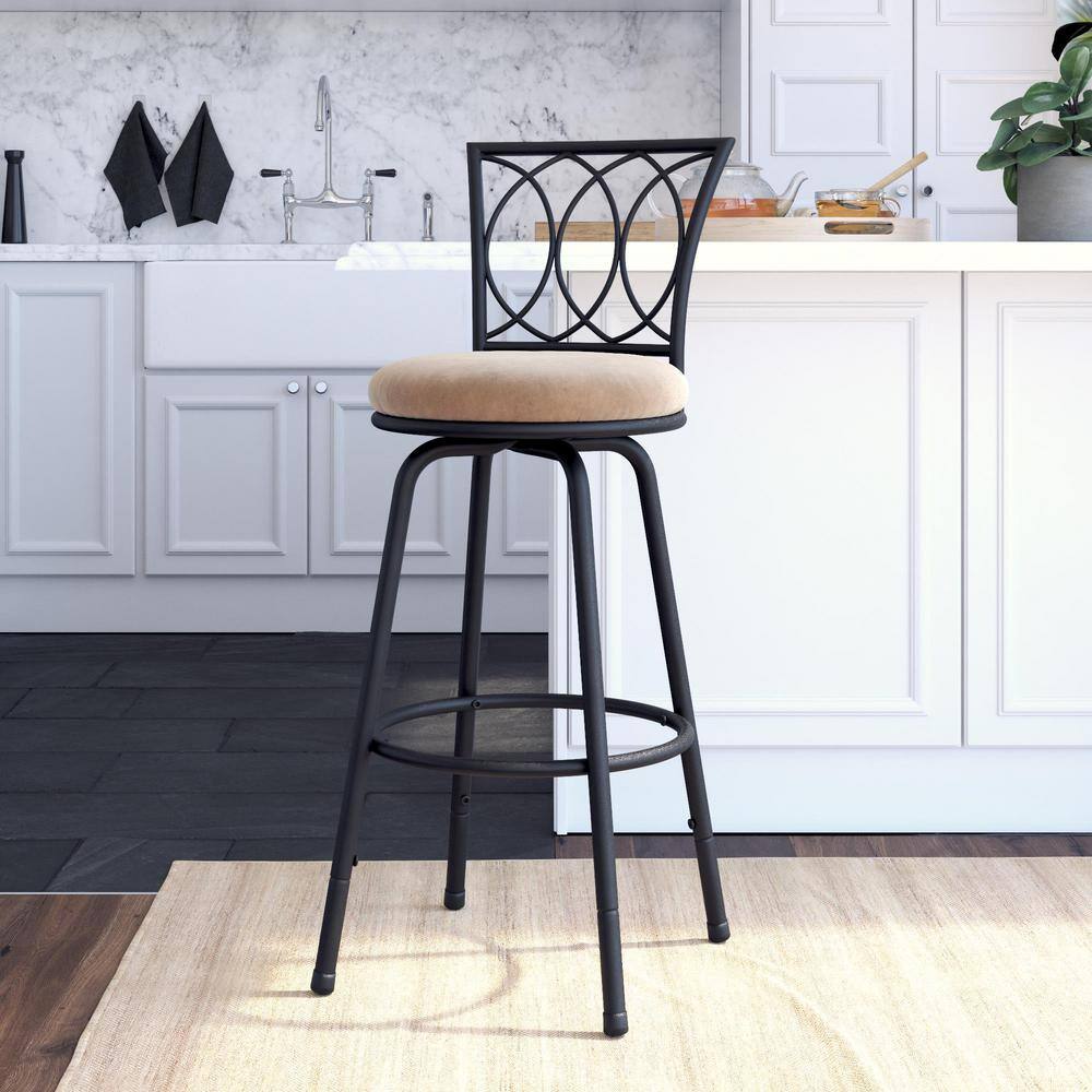 DHP Ciaran Upholstered Tan Microfiber Seat Swivel Barstool (Set of 3) DE13981