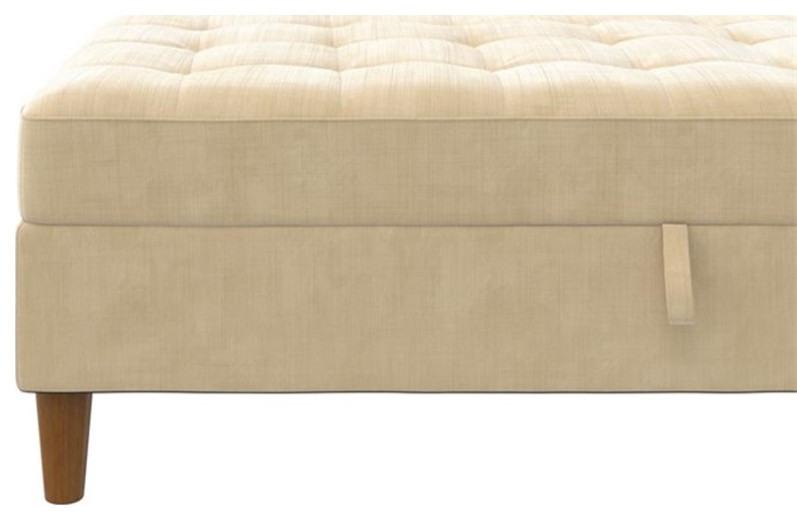Pemberly Row Modern Storage Ottoman in Ivory Chenille Finish   Midcentury   Footstools And Ottomans   by Homesquare  Houzz