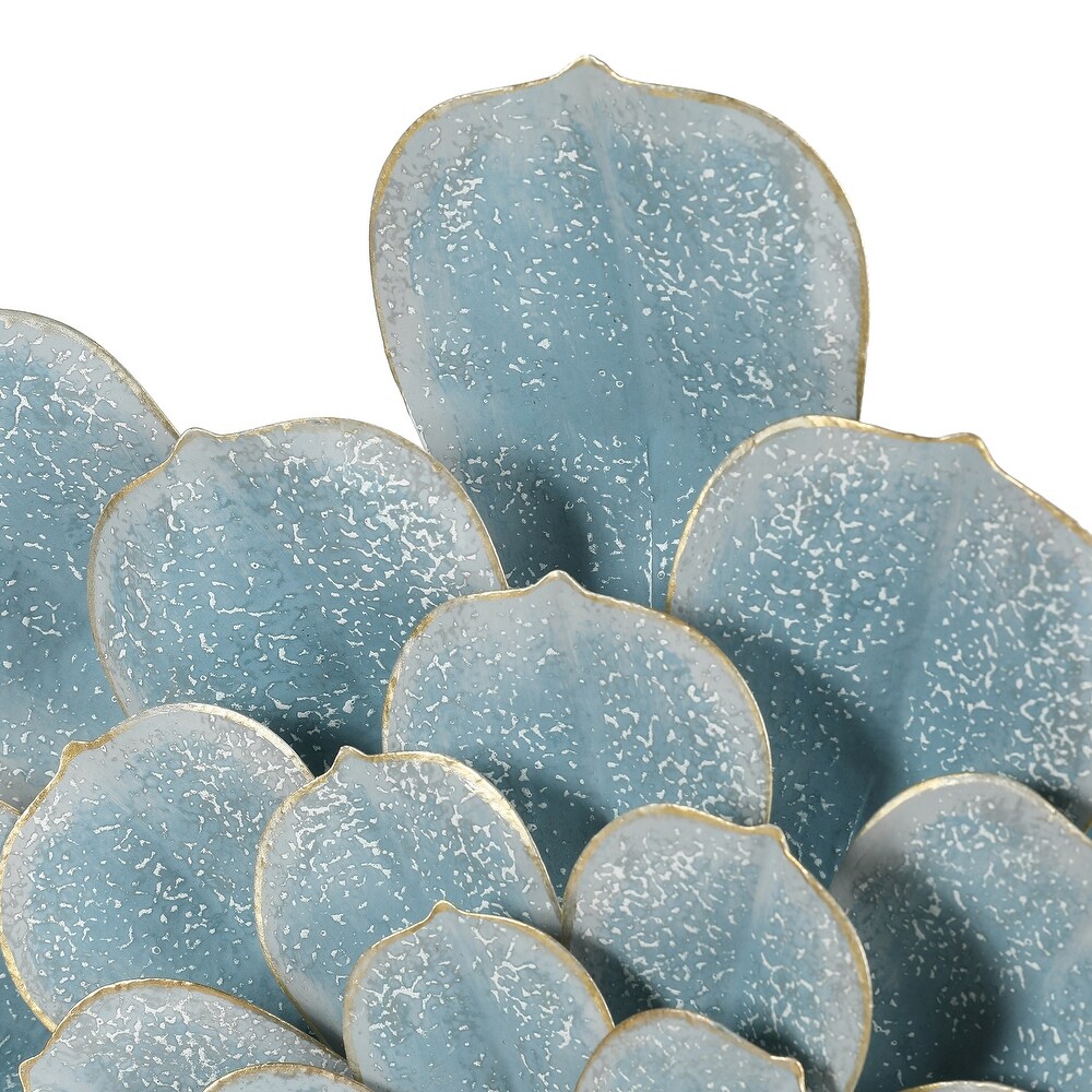 Light Blue Metal Flower Wall Decor