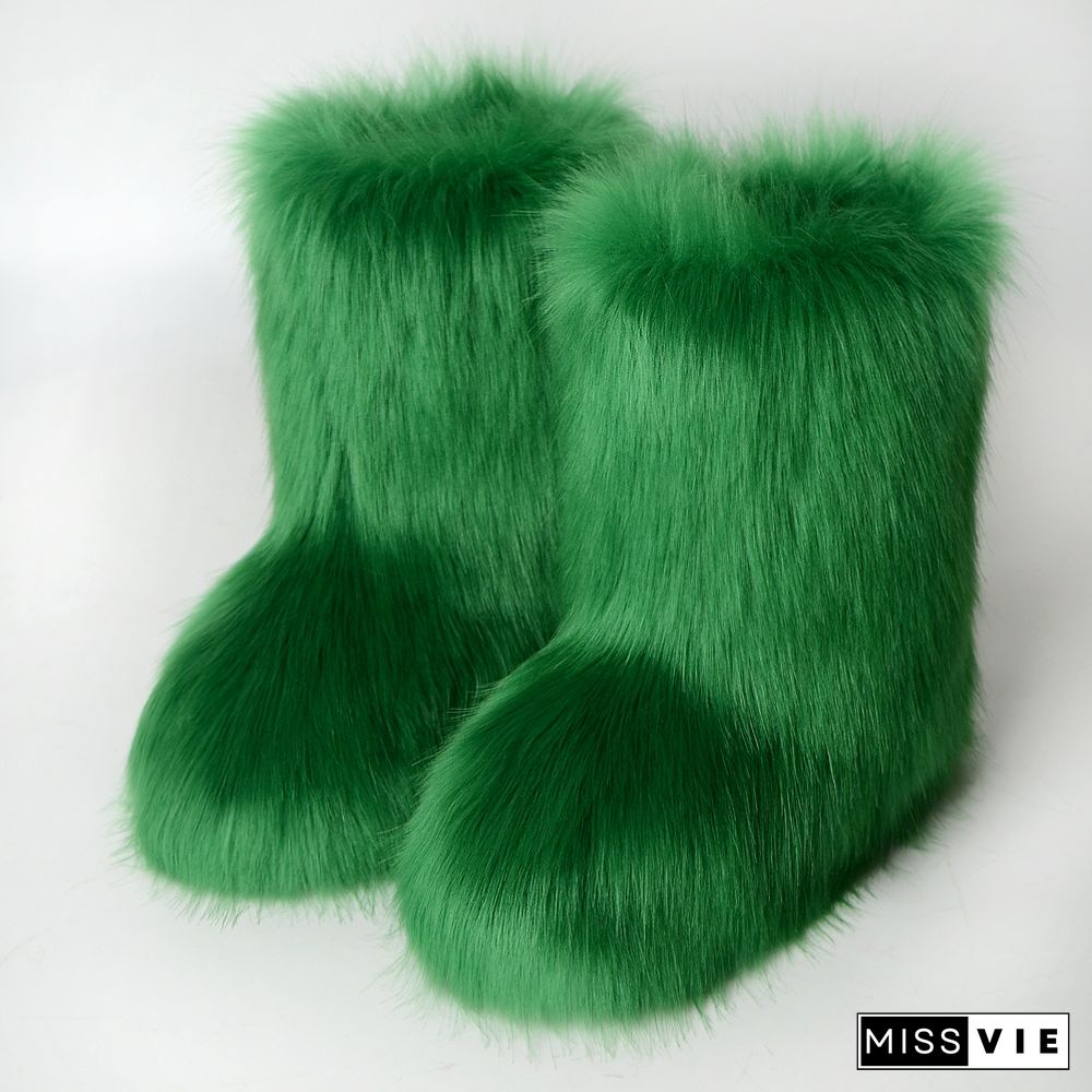 Fashion Casual Fur Boots Plus Velvet Ski Boots