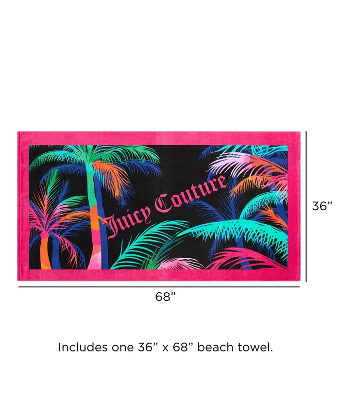 Juicy Couture Neon Palm Cotton Beach Towel 36 x 68