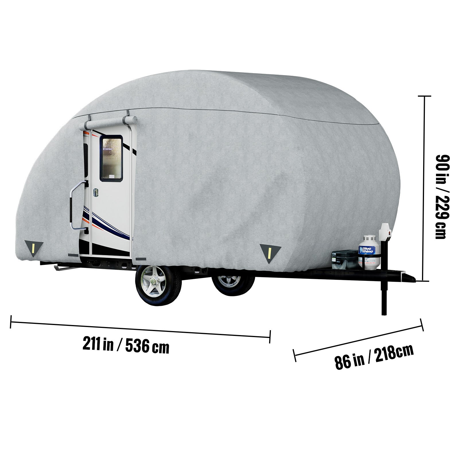 VEVOR Classic Accessories Over Drive PolyPRO3 Deluxe R-Pod Travel Trailer Cover， Fits up to 16'-18' Long - Trailer Body Only