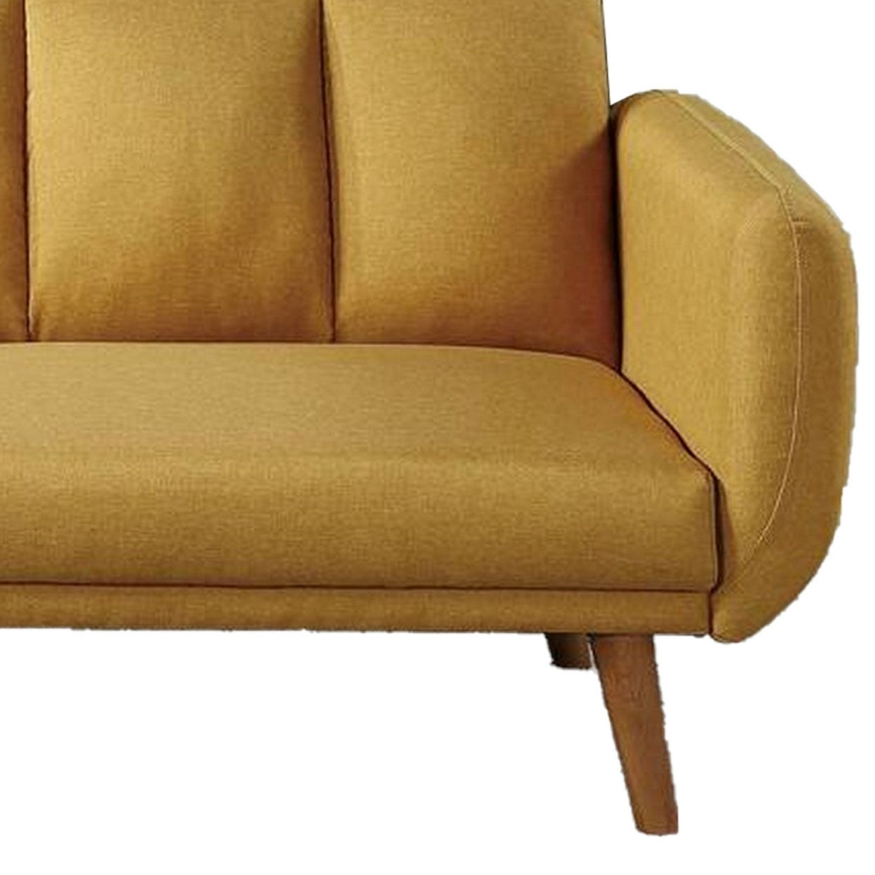 Adjustable Upholstered Sofa with Track Armrests and Angled Legs, Yellow- Saltoro Sherpi