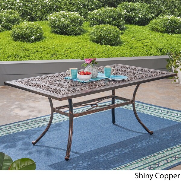 Tucson Outdoor Rectangular Cast Aluminum Dining Table by Christopher Knight Home