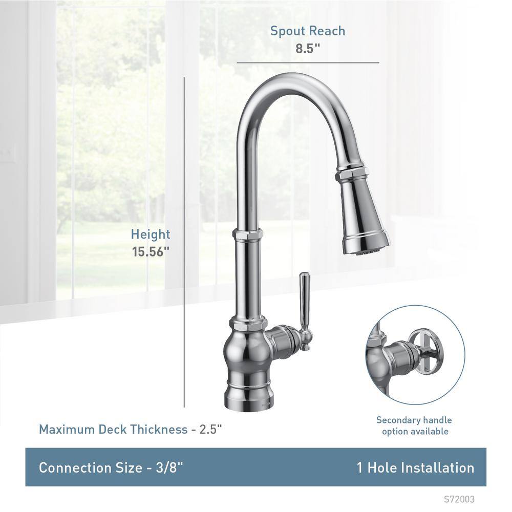 MOEN Paterson Single-Handle Pull-Down Sprayer Kitchen Faucet with Reflex and PowerBoost in Matte Black S72003BL