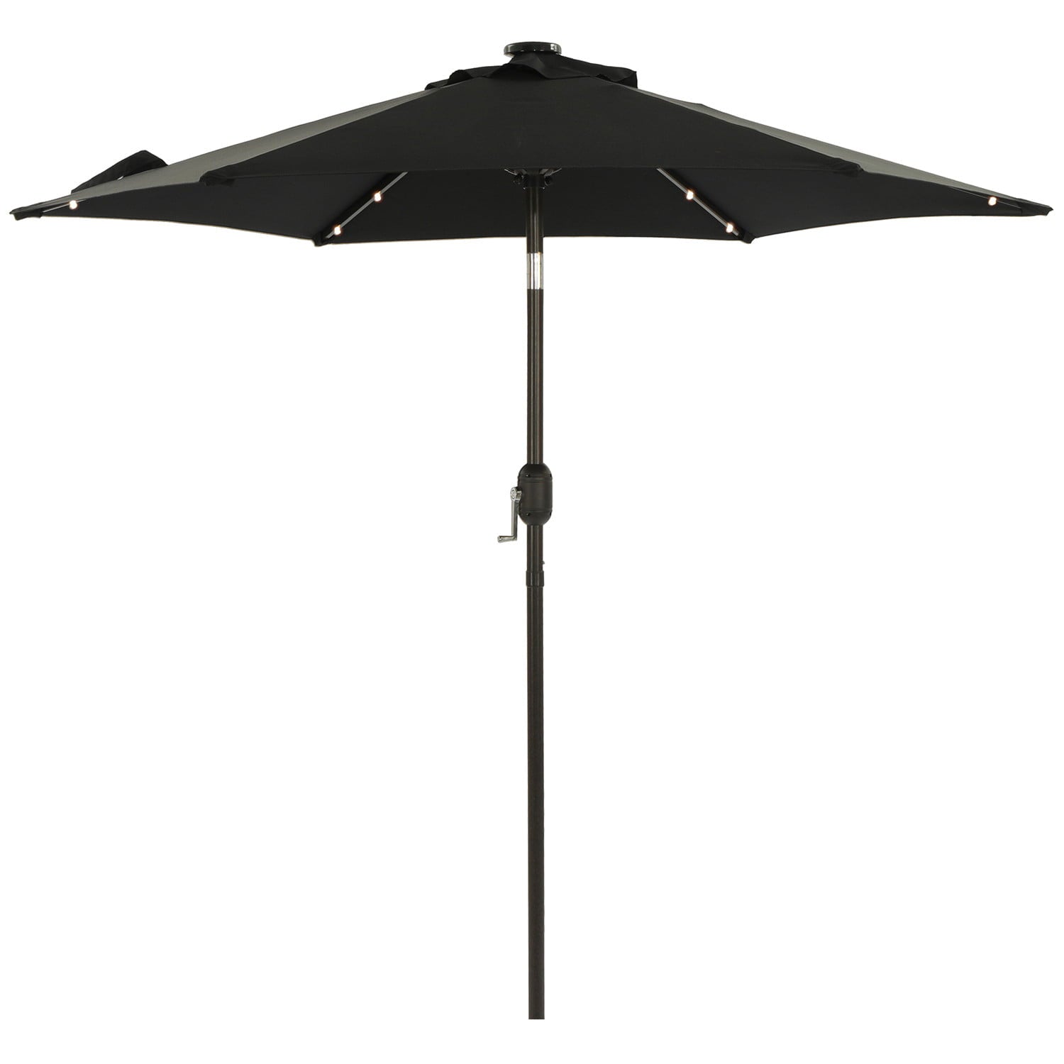 7.5 ft Solar Patio Umbrella 18 LED Lighted Market Table Steel Umbrella, Black