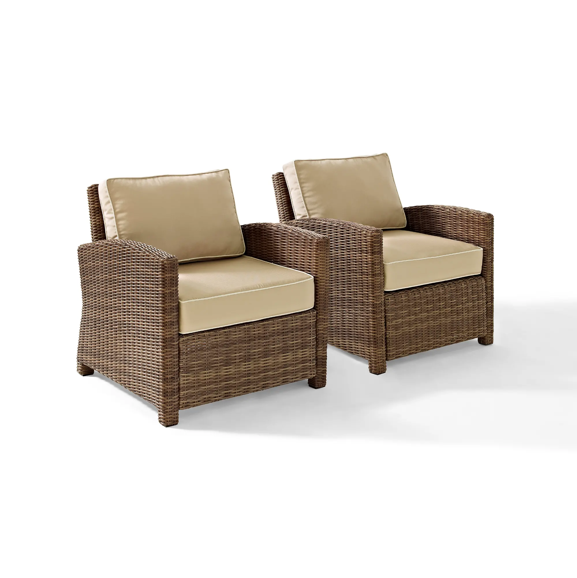 Bradenton Sand and Wicker Patio Armchairs， Set of 2